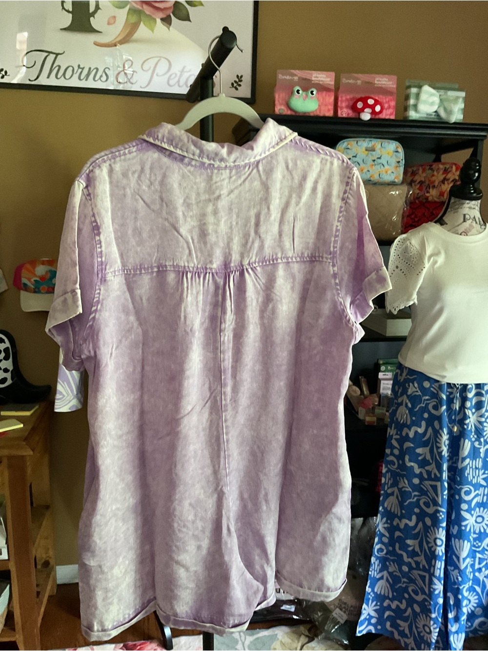 Zenana Washed Lavender Collared Romper - Picture 2 of 2